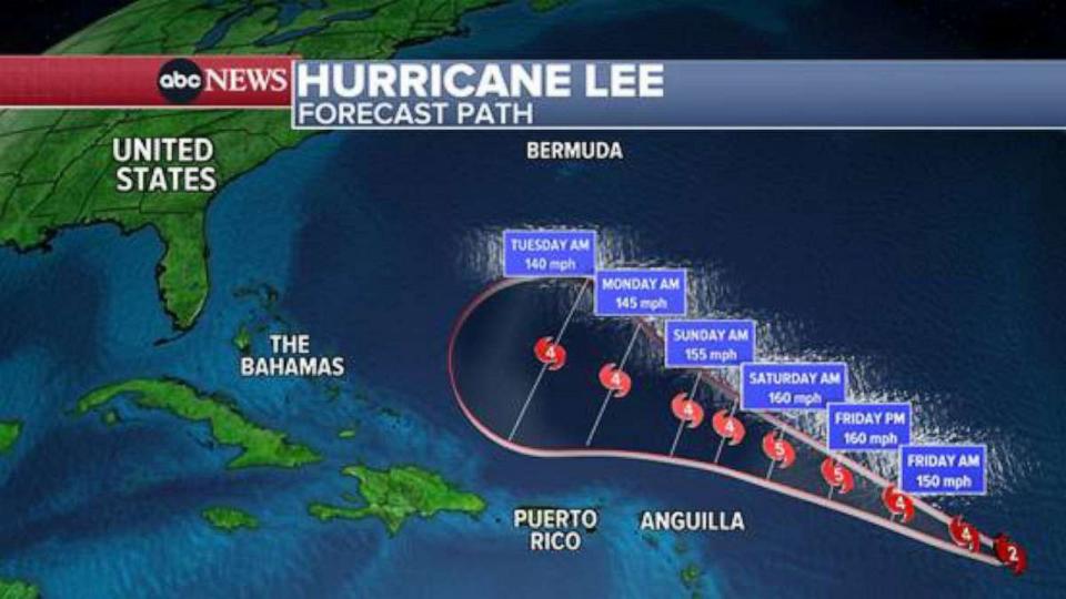 Hurricane Lee strengthens to Category 5 Projected path, maps and