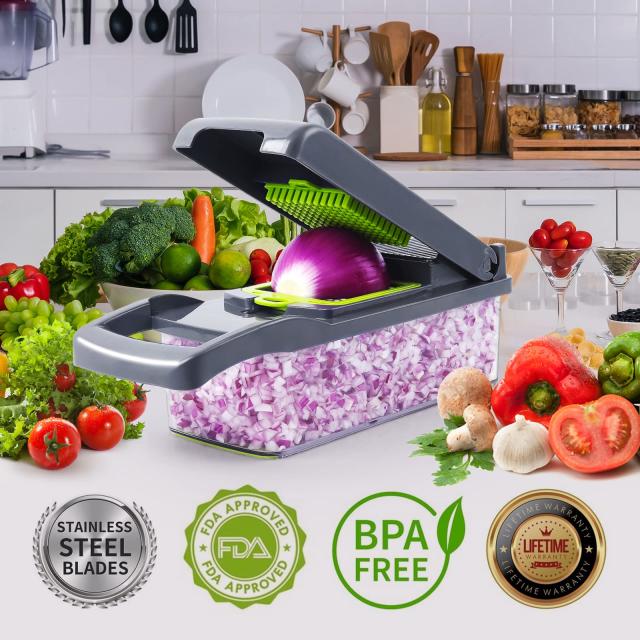 Fullstar Vegetable Chopper & Spiralizer, Food Chopper, Onion Chopper w/  Container 4 Blades, 1 - Baker's