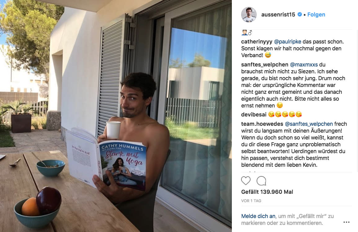 Schleichwerbung für seine Frau Cathy Hummels? Ein Instagram-Posting von Mats Hummels sorgt für Diskussionen. (Bild: Screenshot Instagram/aussenrist15)