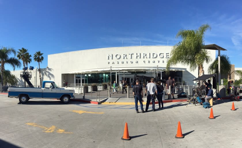 NORTHRIDGE, CA -- JANUARY 31, 2020: Movie filming takes place at the Northridge Fashion Center in the San Fernando Valley. (Myung J. Chun / Los Angeles Times)