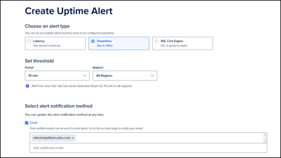 DigitalOcean uptime alert