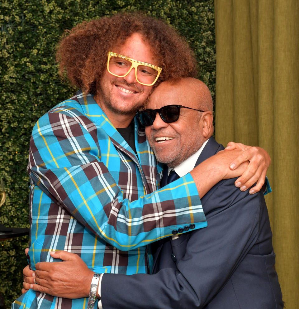 Redfoo and Berry hugging