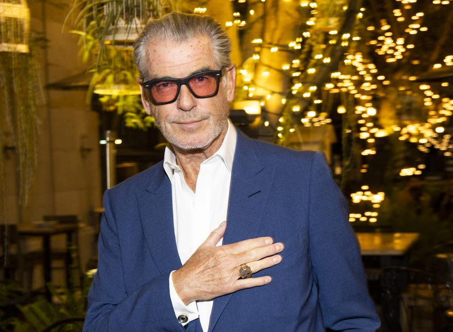 Pierce Brosnan, who recently opened his own one-man art show in Los Angeles, attends the “Daliland” premiere after party at The Culver Hotel in Culver City. (Brian Feinzimer)