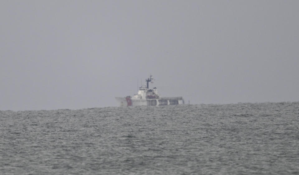 MYRTLE BEACH, USA - FEBRUARY 05: A ship scans the sea during efforts to retrieve and recover the Chinese spy balloon after Chinese spy balloon was shot down in Myrtle Beach SC, United States on February 05, 2023. (Photo by Peter Zay/Anadolu Agency via Getty Images)