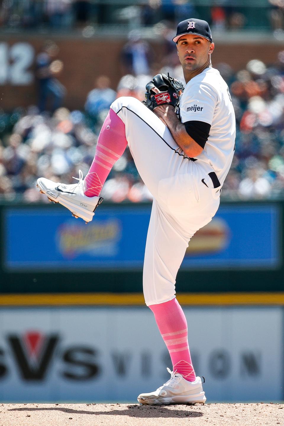 Detroit Tigers pitcher Jack Flaherty throws against Houston Astros during the first inning at Comerica Park in Detroit on Sunday, May 12, 2024.