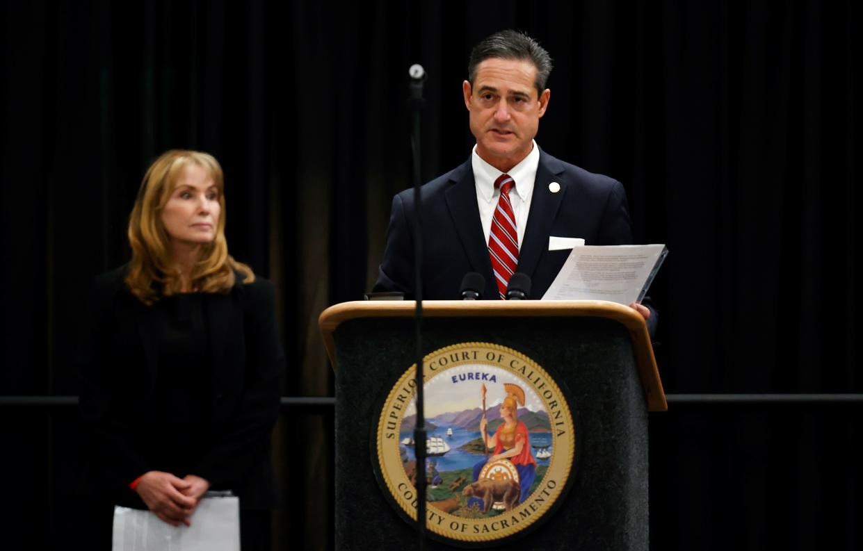 Orange County District Attorney Todd Spitzer speaks during a hearing in Sacramento, California, on June 29, 2020.