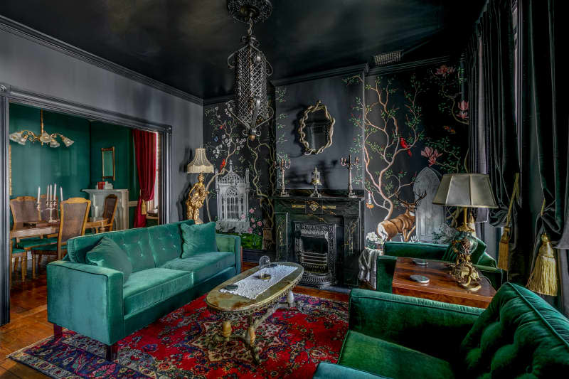 black living room in a gothic style