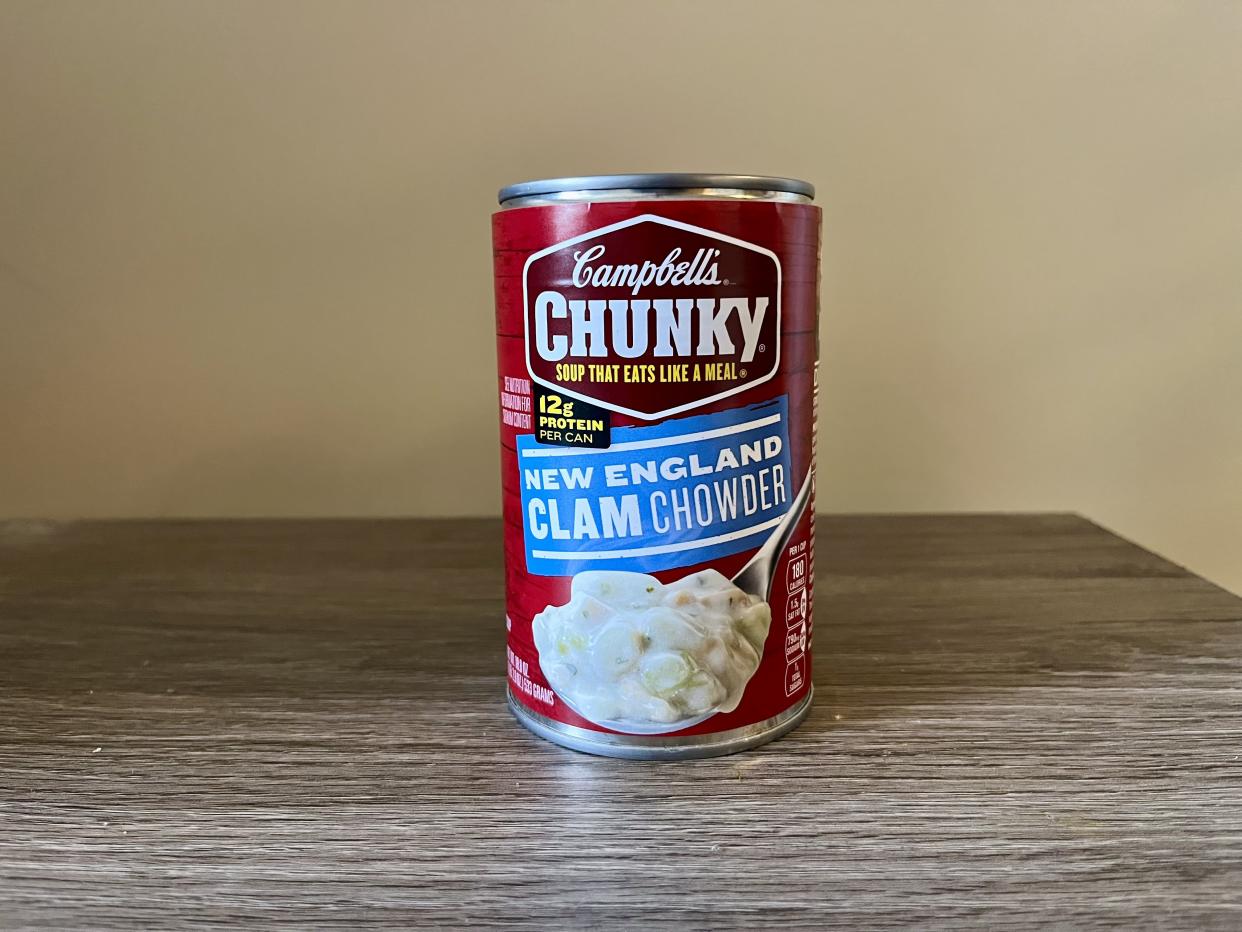 a can of Campbell's Chunky New England Clam Chowder