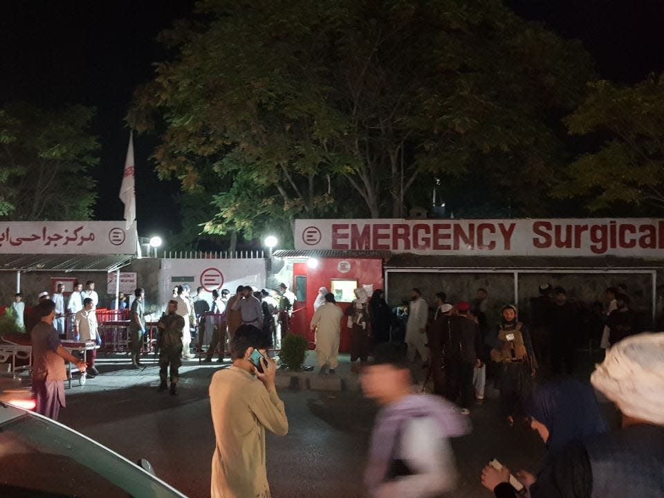 A view of a hospital as unspecified number of casualties reported after two explosions outside Hamid Karzai International Airport in Kabul, Afghanistan on August 26, 2021.