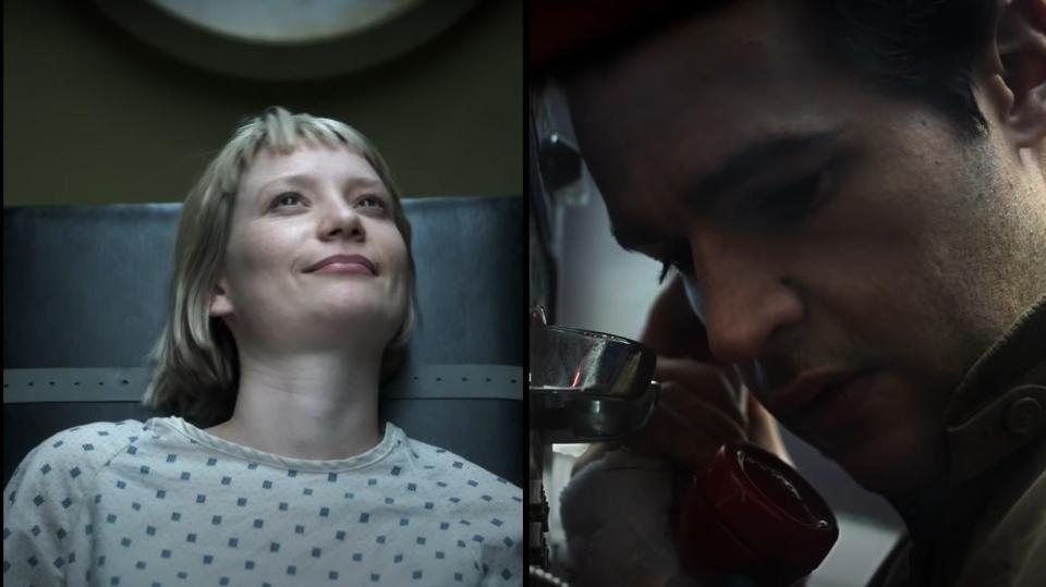 A Man Speaks On The Phone In Split Screen With A Woman Sitting On A Doctor’s Chair