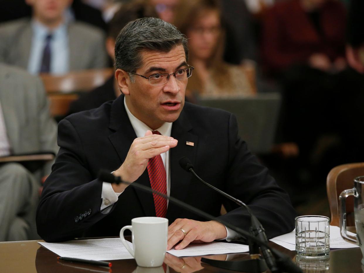 <p>Representative Xavier Becerra responds to a lawmaker’s question during during his confirmation hearing before the Assembly Special Committee on the Office of the Attorney General in Sacramento, California</p> (Rich Pedroncelli/AP)