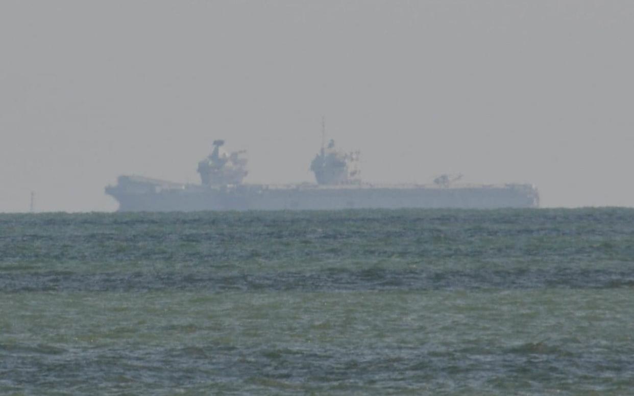 HMS Prince of Wales, seen at anchor off the Isle of Wight on Monday - Ben Mitchell/PA