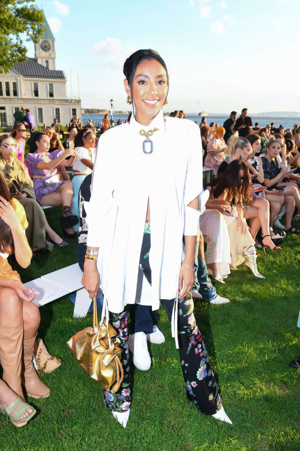 <p>Tayshia Adams at Cynthia Rowley's Spring 2023 show. Photo: BFA/Courtesy of Cynthia Rowley</p>