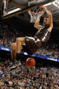 GREENSBORO, NC - MARCH 16: Gabe Knutson #42 of the Lehigh Mountain Hawks dunks the ball in the second half against the Duke Blue Devils during the second round of the 2012 NCAA Men's Basketball Tournament at Greensboro Coliseum on March 16, 2012 in Greensboro, North Carolina. (Photo by Mike Ehrmann/Getty Images)