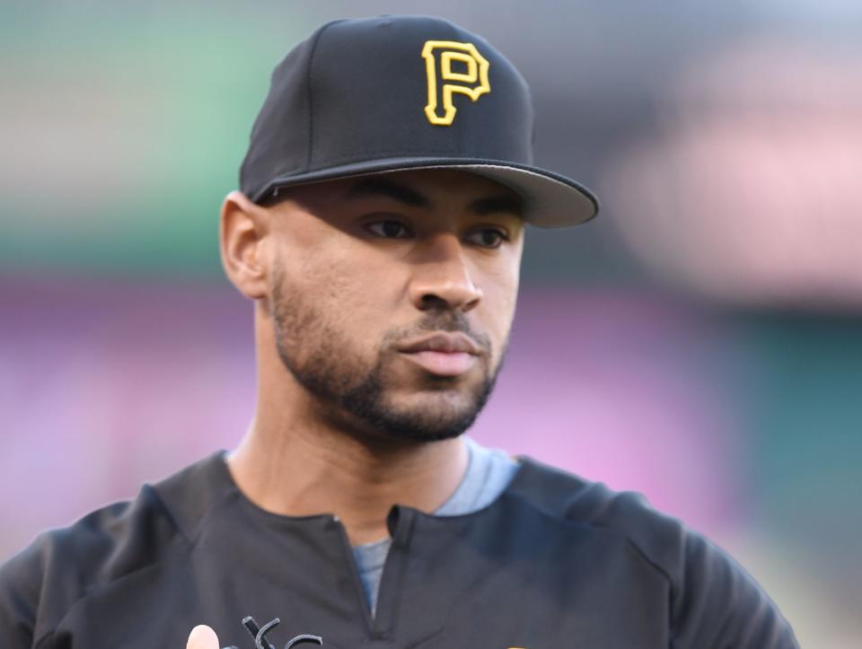 Elias Diaz, #32 of the Pittsburgh Pirates, is in the U.S. preparing for spring training next week. (Photo: Mitchell Layton via Getty Images)