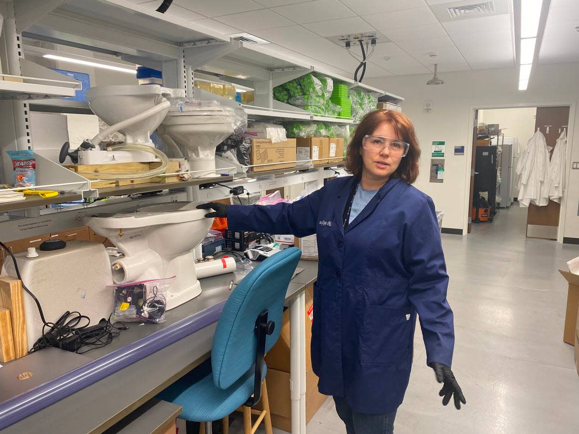 Sonia Grego is the director of Duke University’s Smart Toilet Lab, a nine-person team housed on the fourth floor of the Chesterfield Building in downtown Durham.