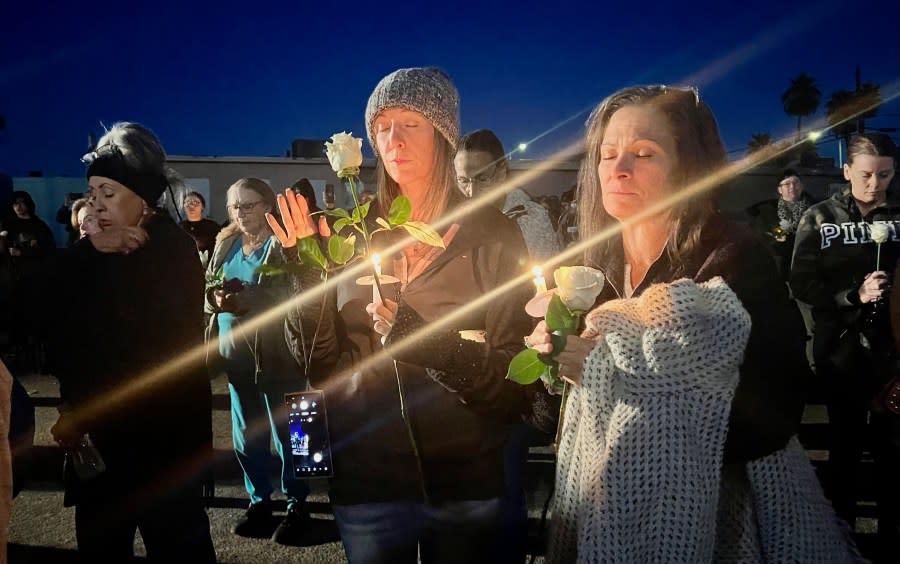 Friends and family gather for prayer vigil remembering Jonathan Lewis. The 17-year-old was beat to death near Rancho High School November 1st. (KLAS/Lauren Negrete)