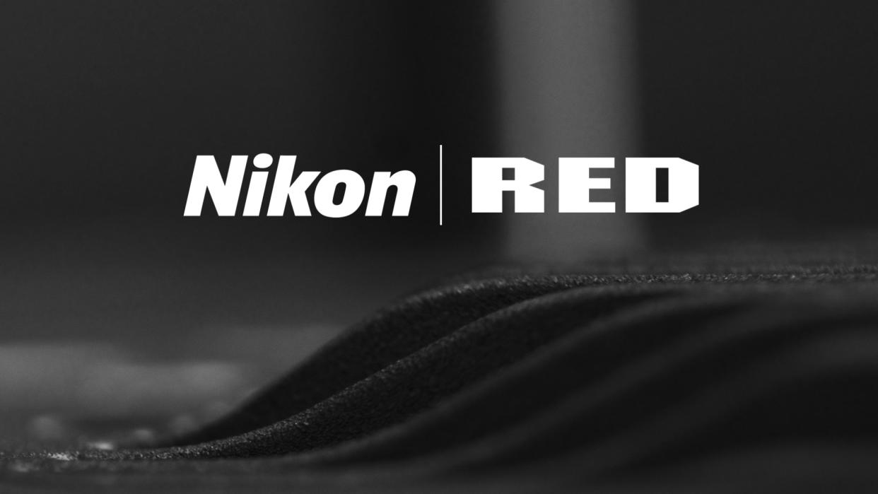  Nikon and Red logos against a dark moody background. 
