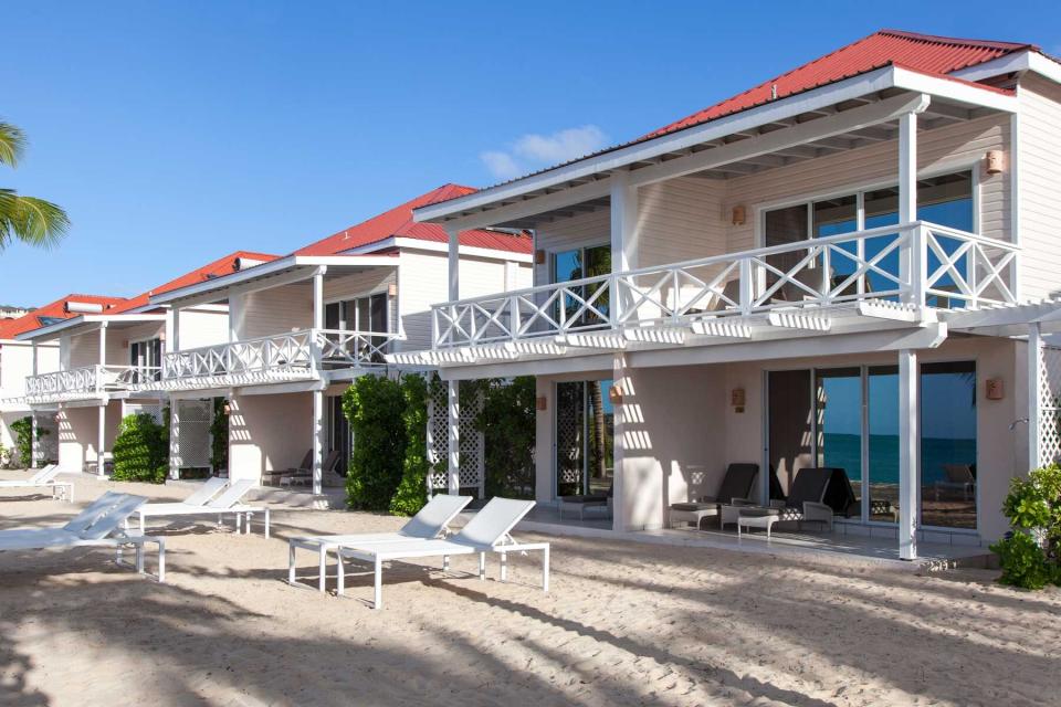 Exterior of guest rooms at the Galley Bay resort