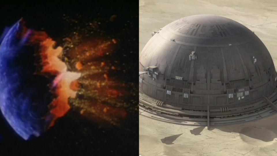 The destruction of a Klingon moon, which decimated the Klingon homeworld, and the remnants of Mandalore after many destructive wars.