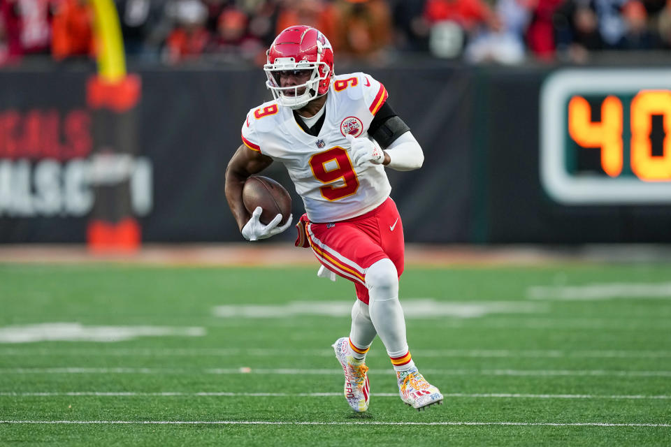 JuJu Smith-Schuster #9 of the Kansas City Chiefs has fantasy value