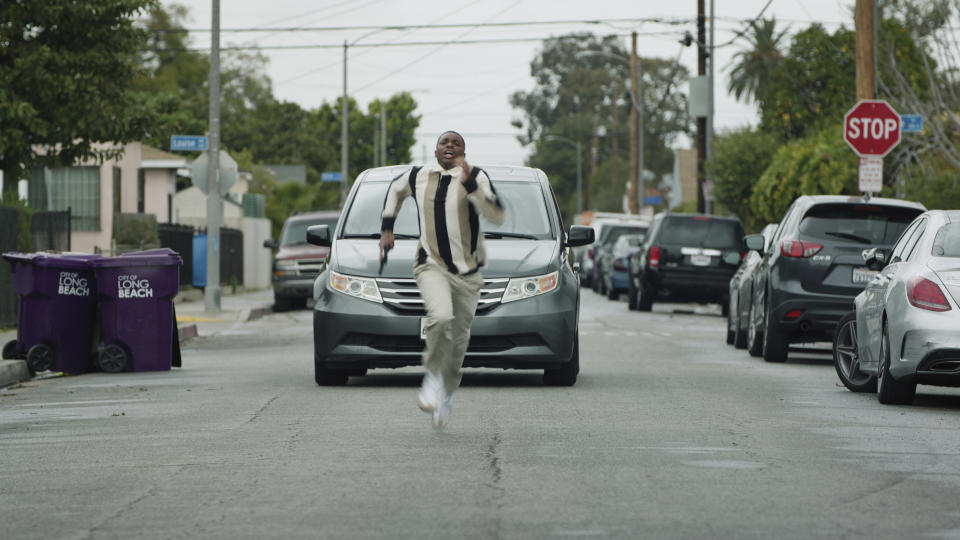 This image released by Netflix shows Vince Staples as Vince Staples in an episode of "The Vince Staples Show." (Netflix via AP)