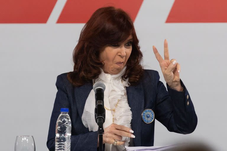 Cristina Kirchner, en el acto que encabezó el lunes pasado en Avellaneda, donde expuso una larga refutación de la política económica del Gobierno