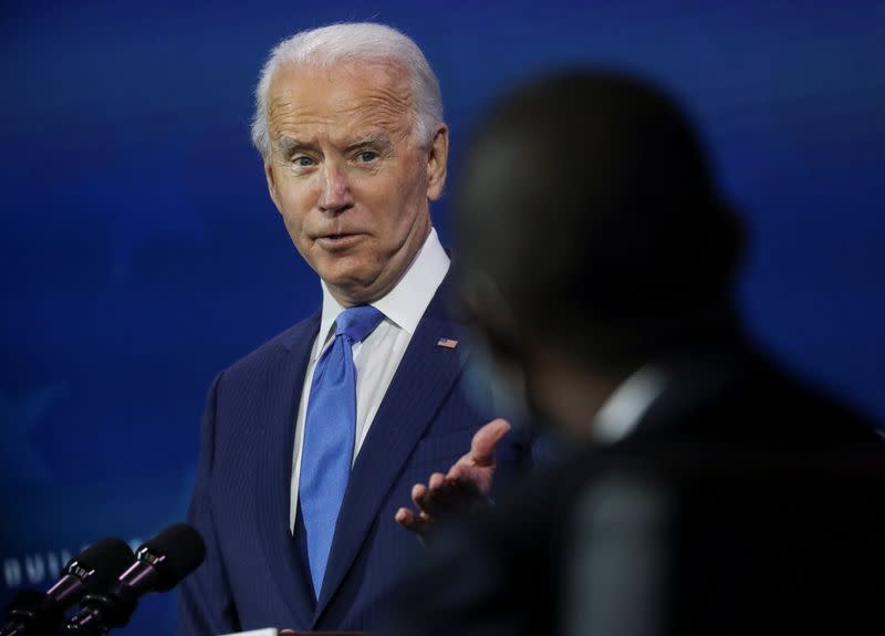 U.S. President-elect Joe Biden announces members of his economic policy team in Wilmington, Delaware