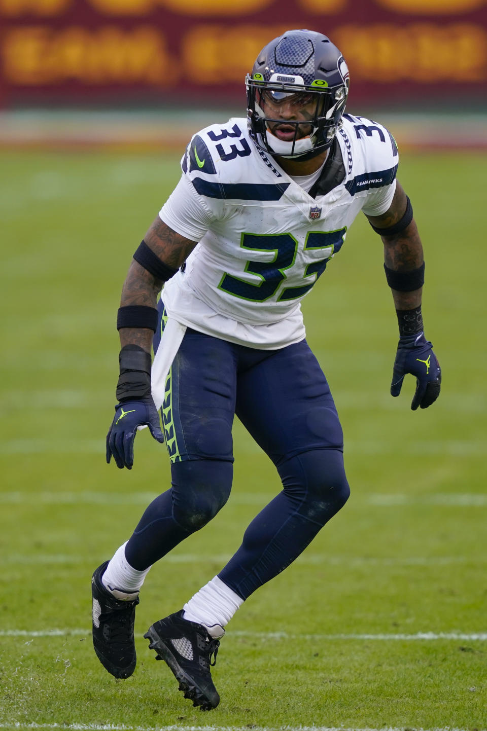 Seattle Seahawks strong safety Jamal Adams (33) during the second half of an NFL football game against the Washington Football Team, Sunday, Dec. 20, 2020, in Landover, Md. (AP Photo/Susan Walsh)