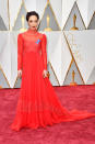 <p>For her first Academy Awards, Ruth Negga wore a custom Valentino gown that she paired with an ACLU pin and a ruby crown. <em>(Photo: Getty Images)</em> </p>