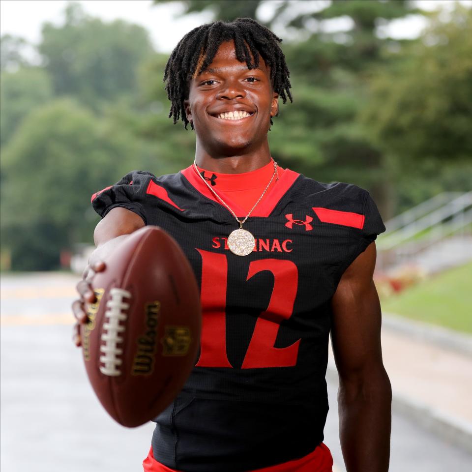 Samuel Madu, Sr., CB, Archbishop Stepinac High School, photographed Aug. 24, 2023 for lohud Super 11.