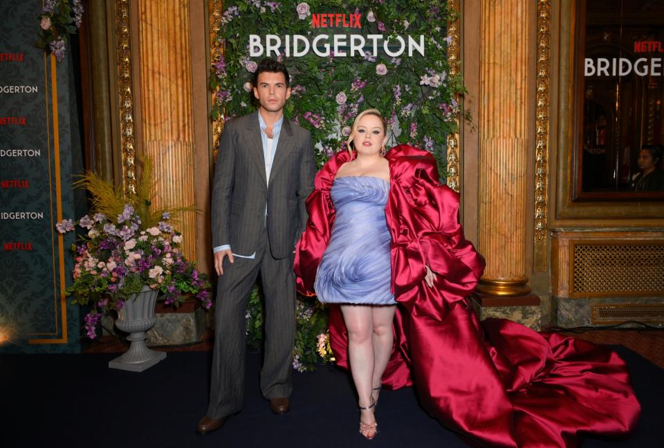 luke newton, nicola coughlan, nicola coughlan, bridgerton season 3 premiere red carpet, Part Two premiere