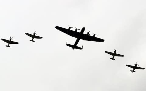 air display to mark the Battle of Britain Memorial Flight's 60th anniversary during his visit to RAF Coningsby in Lincolnshire - Credit: Aaron Chown/PA