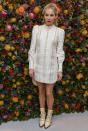 <p>The actress wore a short, lace panel white dress for the pre-NYFW event. <em>[Photo: Rex]</em> </p>