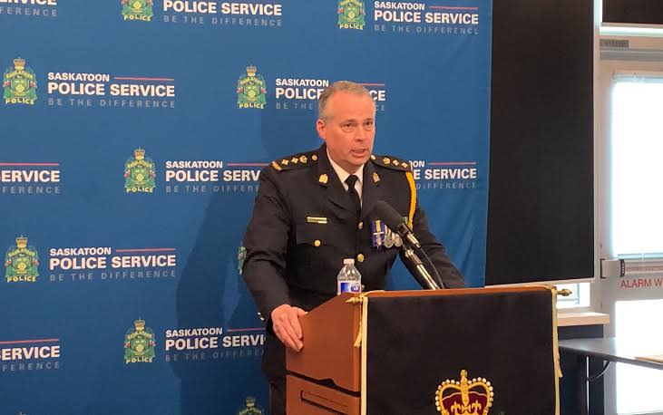 Newly announced Saskatoon police Chief Cameron McBride has been with the Saskatoon Police Service since 1997. (Priya Bhat/CBC News - image credit)
