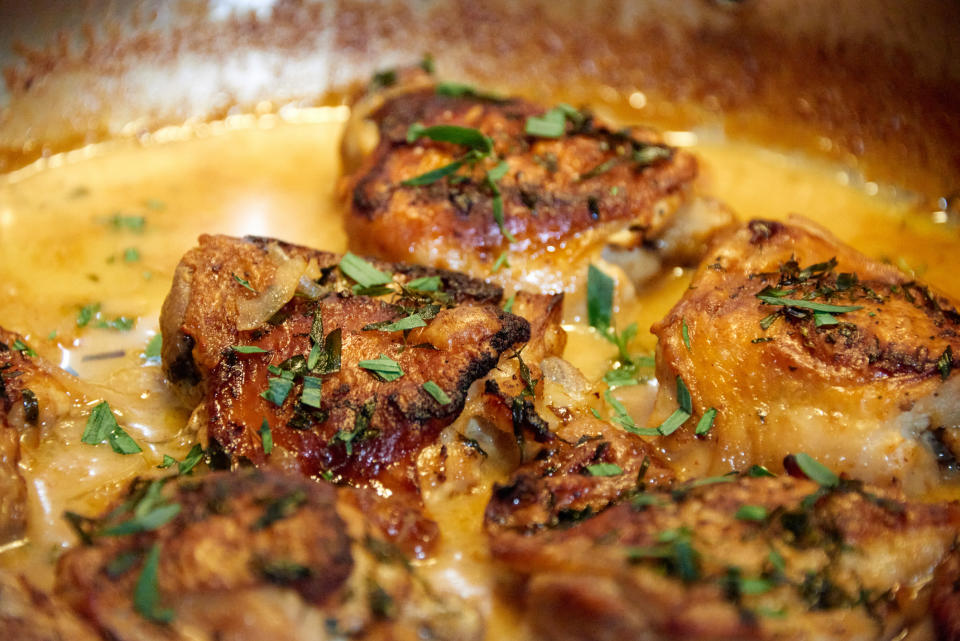 Roasted Chicken With White Wine and Tarragon Sauce