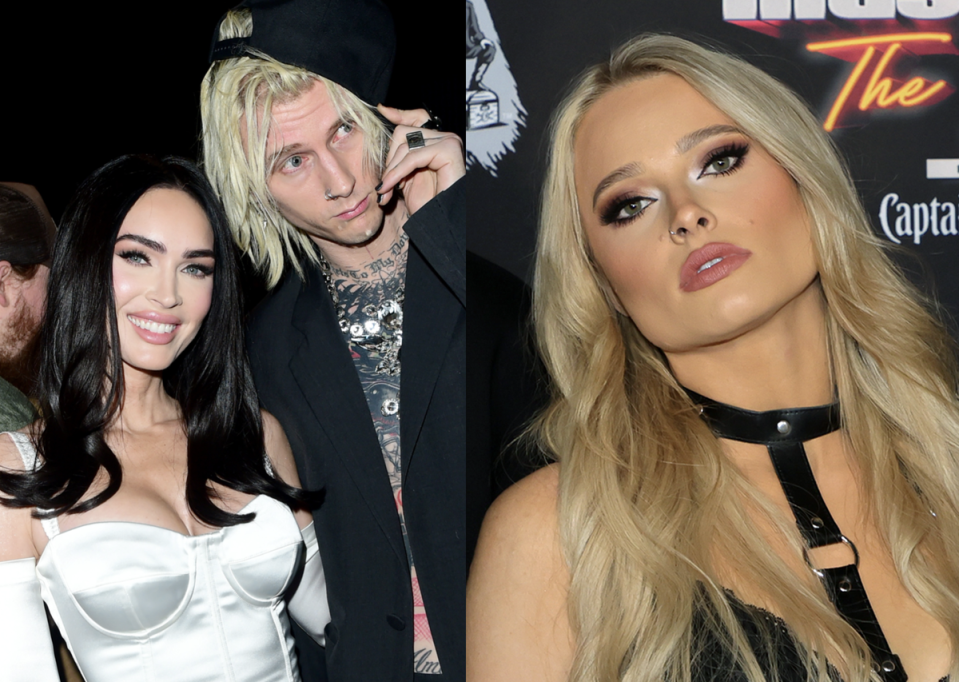 Megan Fox, Machine Gun Kelly and Sophie Lloyd (Getty Images)