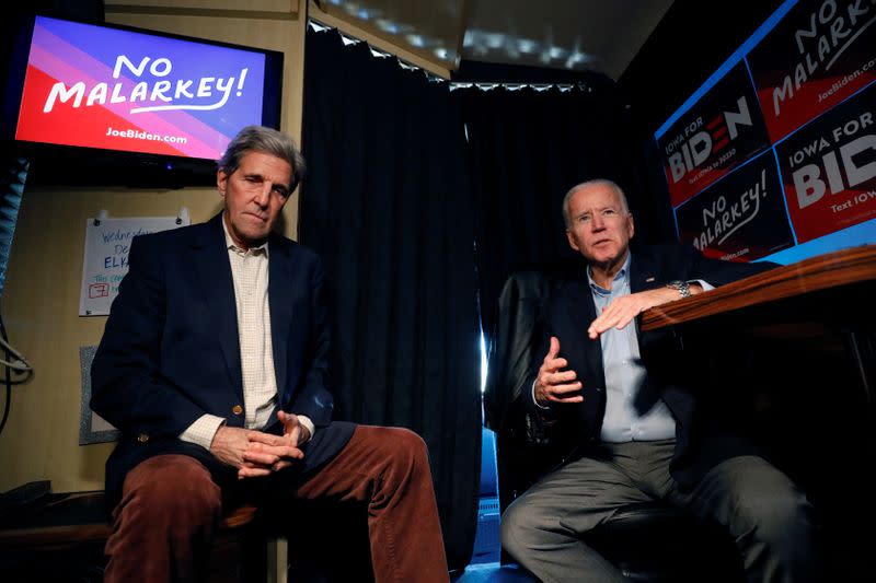 Democratic 2020 U.S. presidential candidate Biden's "No Malarkey!" campaign in Elkader, Iowa