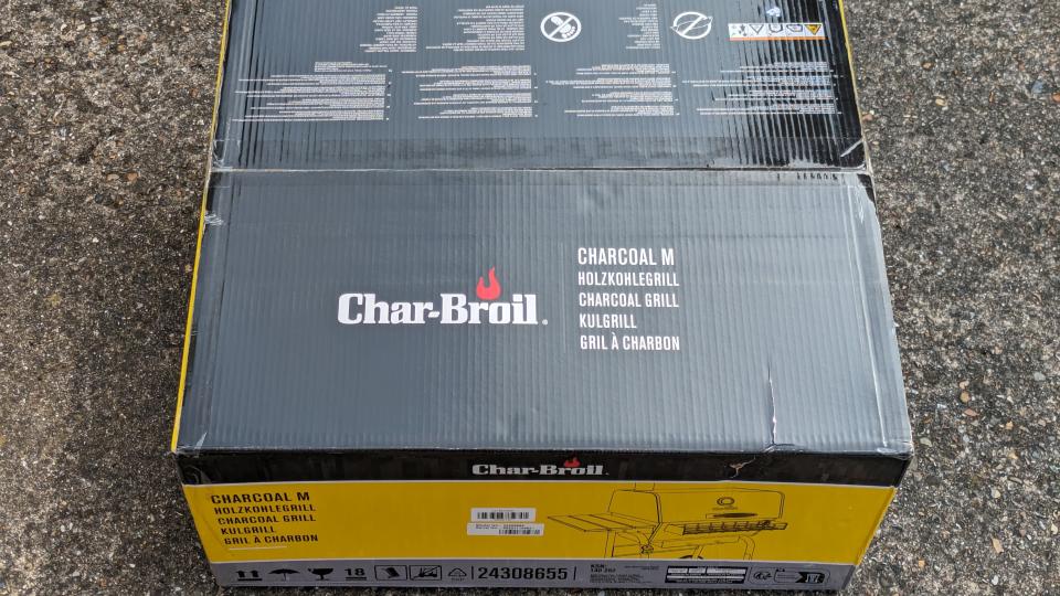 The Char-Broil grill arrives efficiently packaged in a cardboard box.