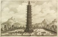 <p>La Torre de Porcelana de Nanjing, levantada por orden del tercer emperador de la dinastía Ming a principios del siglo XV, estaba considerada como una de las Siete Maravillas de la Edad Media. Tenía una altura de 80 metros y descansaba sobre una base octagonal de 30 de diámetro. Fue destruida durante la Rebelión Taiping, a mediados del XIX. (Foto: <a rel="nofollow noopener" href="http://commons.wikimedia.org/wiki/File:UB_Maastricht_-_Nieuhof_1665_-_Toren.jpg" target="_blank" data-ylk="slk:Wikimedia Commons;elm:context_link;itc:0;sec:content-canvas" class="link ">Wikimedia Commons</a> / Dominio Público). </p>