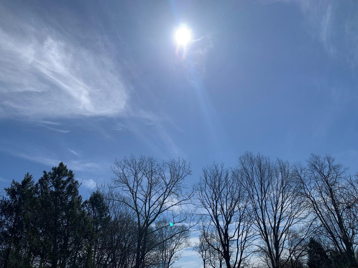 Mostly sunny skies in Wappingers Falls Monday morning, April 8, 2024, hours before the solar eclipse.