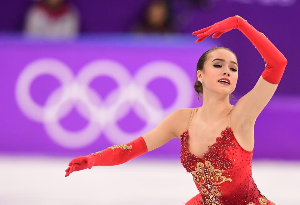 <p>Russia’s Alina Zagitova competes in the women’s single skating free skating of the figure skating event during the Pyeongchang 2018 Winter Olympic Games at the Gangneung Ice Arena in Gangneung on February 23, 2018. / AFP PHOTO / Roberto SCHMIDT </p>