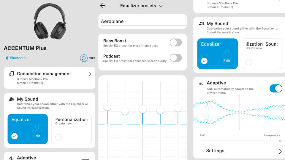 The control app for the Sennheiser Accentum Plus