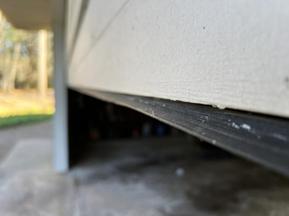 Weather stripping on the bottom of a garage door.<p>Emily Fazio</p>