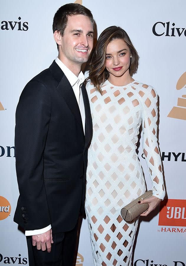Miranda is now engaged to Snapchat founder Evan Spiegel. Source: Getty