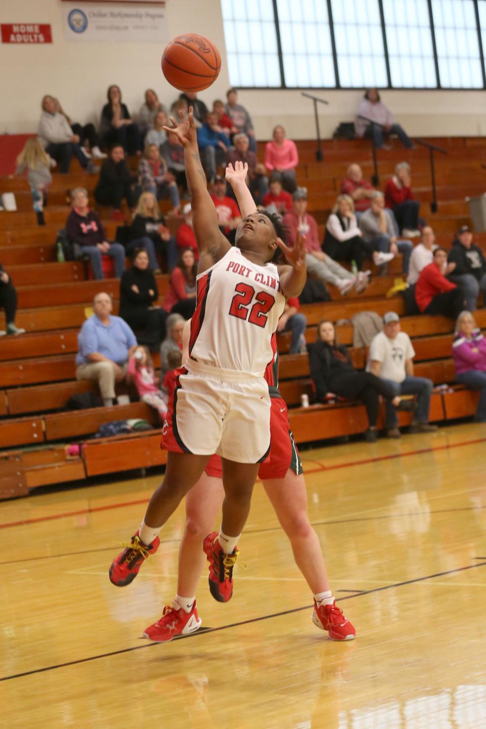 Port Clinton's DC Lanier looks to score.