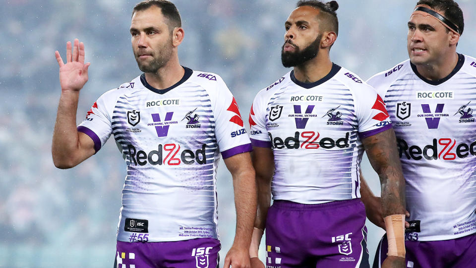 Cameron Smith, pictured here before the 2020 grand final between the Penrith Panthers and Melbourne Storm.