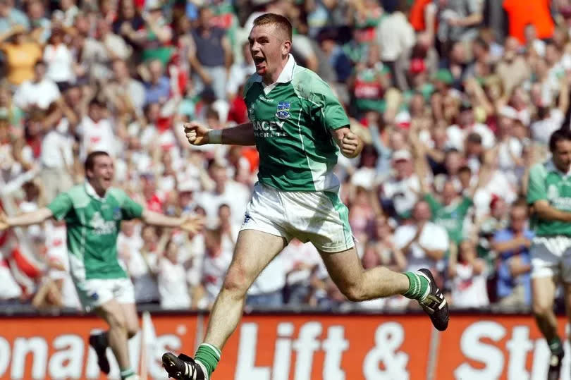 Martin McGrath of Fermanagh celebrates at the final whistle of All-Ireland quarter-final in 2004