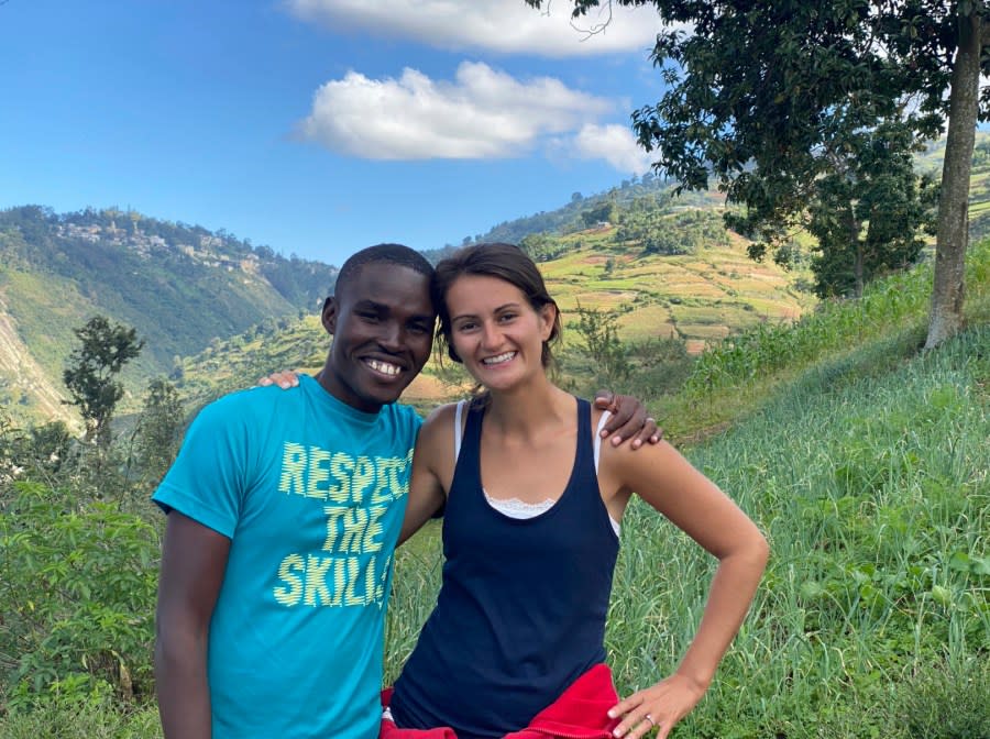 In this undated photo provided by El Roi Haiti, Alix Dorsainvil, right, poses with her husband, Sandro Dorsainvil. Alix Dorsainvil, a nurse for El Roi Haiti, and her daughter were kidnapped on Thursday, July 27, the organization said. (Courtesy of El Roi Haiti via AP)