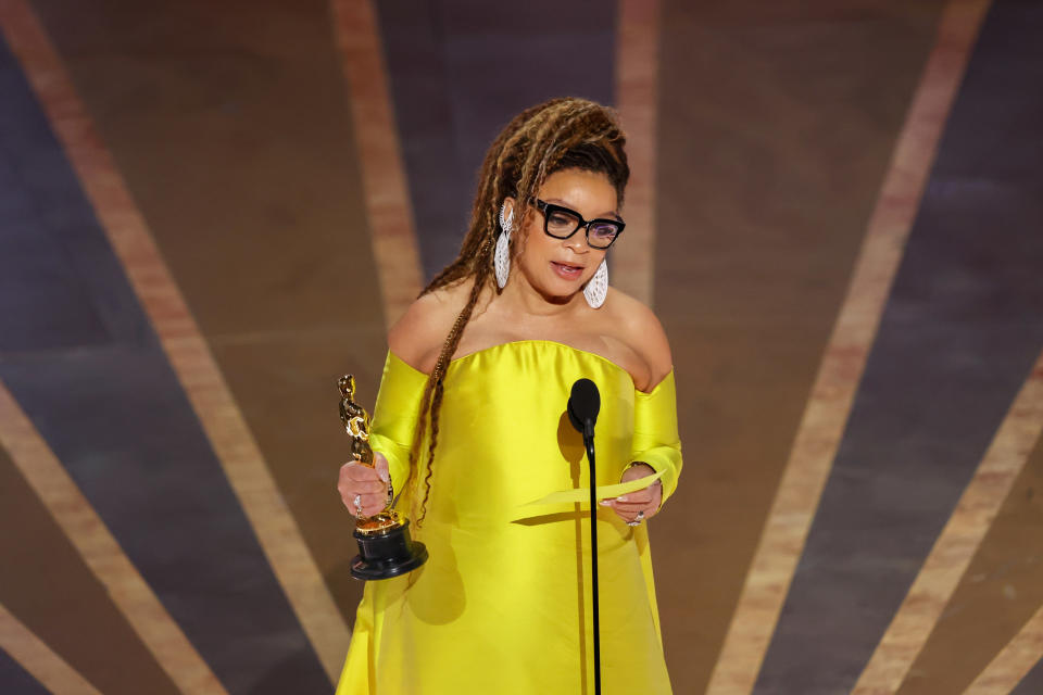 Ruth Carter accepts the Costume Design award at the Academy Awards on March 12.